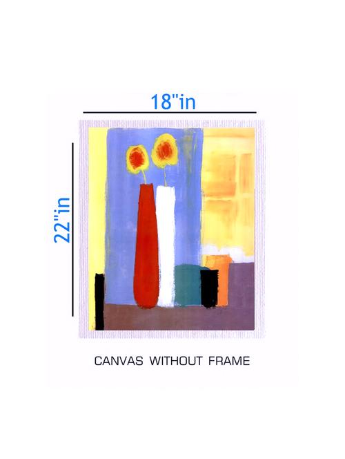 canvas flower pot painting without frame + silver plated rs.1000 replica note - 10376659 - Very Small Image - 1