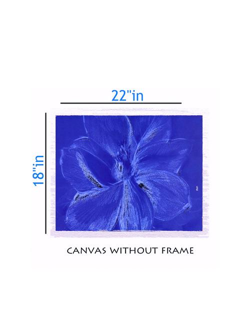 canvas blue flower painting without frame + silver plated rs.1000 replica note - 10376661 - Very Small Image - 1