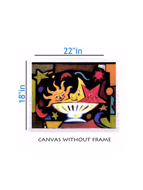 canvas abstract painting without frame + silver plated rs.1000 replica note - 10376664 - Very Small Image - 1