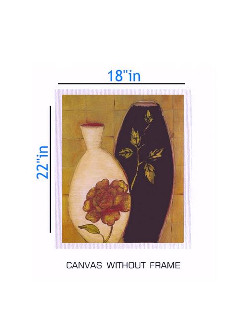 canvas flower pot painting without frame + silver plated rs.1000 replica note - 10376690 - Very Small Image - 1