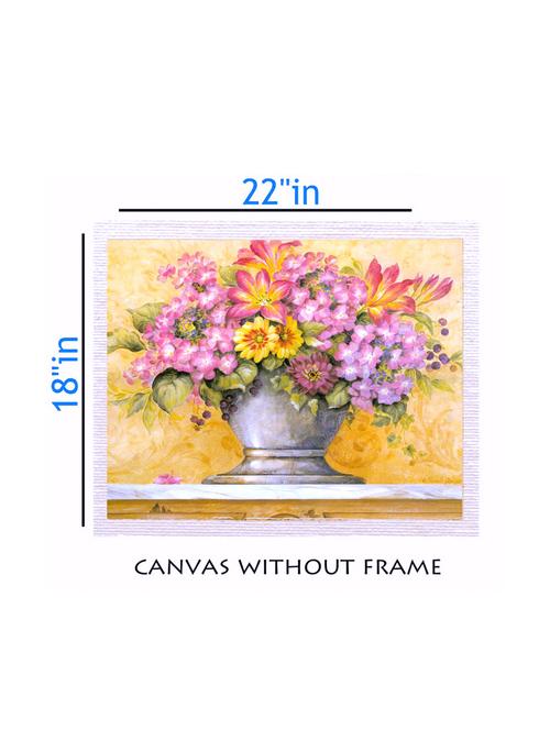 canvas flower painting without frame + silver plated rs.1000 replica note - 10376692 - Very Small Image - 1