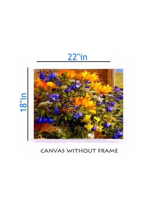 canvas flower painting without frame + silver plated rs.1000 replica note - 10376697 - Very Small Image - 1
