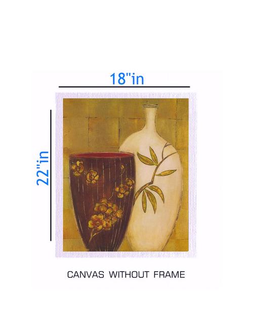 canvas flower pot painting without frame + silver plated rs.1000 replica note - 10376698 - Very Small Image - 1