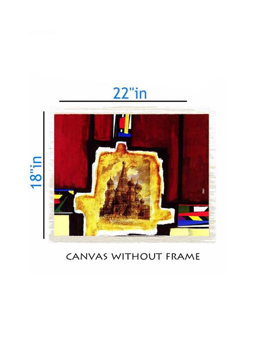 canvas abstract painting without frame + silver plated rs.1000 replica note - 10376705 - Very Small Image - 1