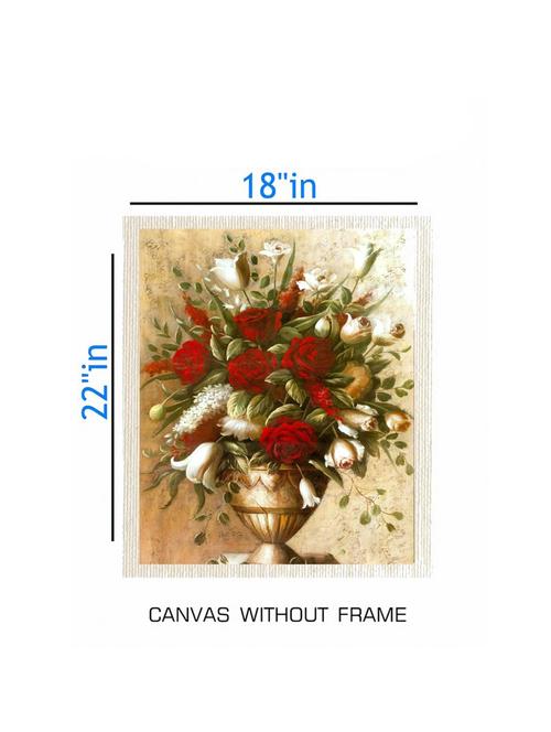canvas flower pot painting without frame + silver plated rs.1000 replica note - 10376714 - Very Small Image - 1