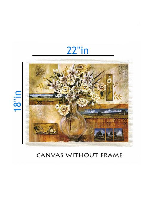 canvas floral painting without frame + silver plated rs.1000 replica note - 10376721 - Very Small Image - 1