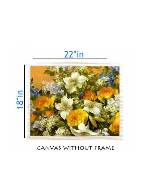 canvas floral painting without frame + silver plated rs.1000 replica note - 10376725 - Very Small Image - 1