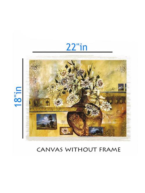 canvas flower pot painting without frame + silver plated rs.1000 replica note - 10376727 - Very Small Image - 1