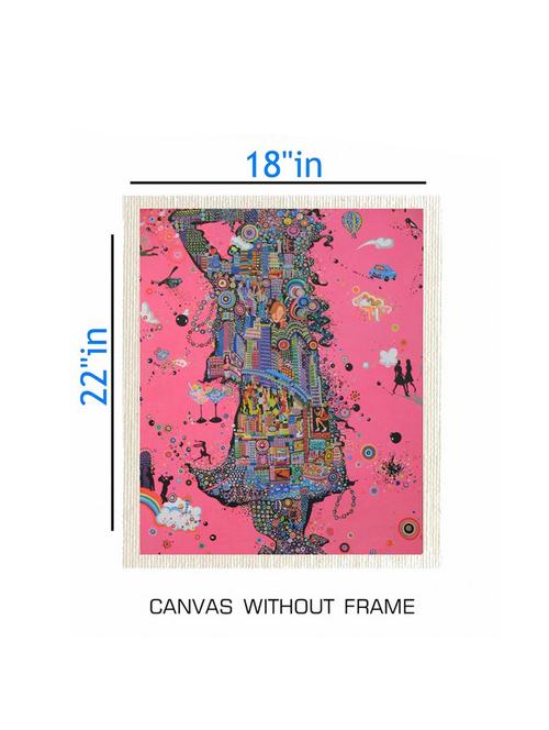 canvas abstract painting without frame + silver plated rs.1000 replica note - 10376732 - Very Small Image - 1