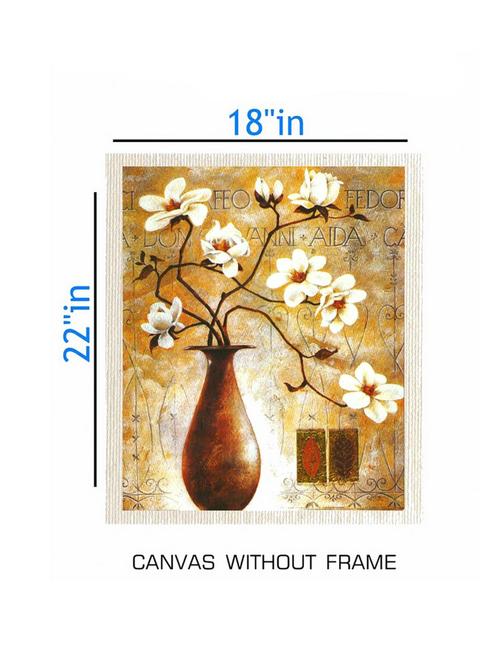 canvas flower pot painting without frame + silver plated rs.1000 replica note - 10376735 - Very Small Image - 1
