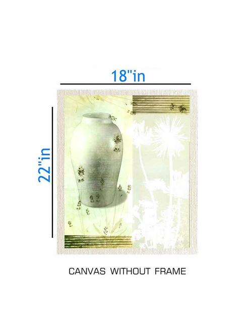 canvas flower pot painting without frame + silver plated rs.1000 replica note - 10376738 - Very Small Image - 1