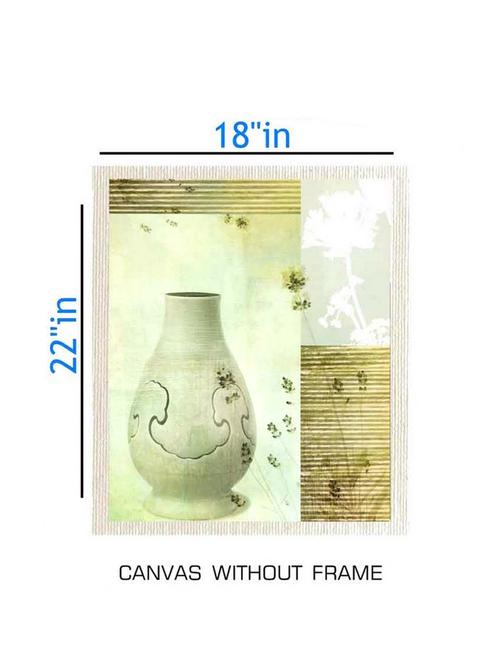 canvas flower pot painting without frame + silver plated rs.1000 replica note - 10376739 - Very Small Image - 1