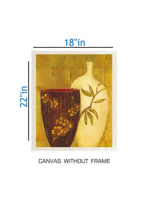 canvas flower pot painting without frame + silver plated rs.1000 replica note - 10376742 - Very Small Image - 1