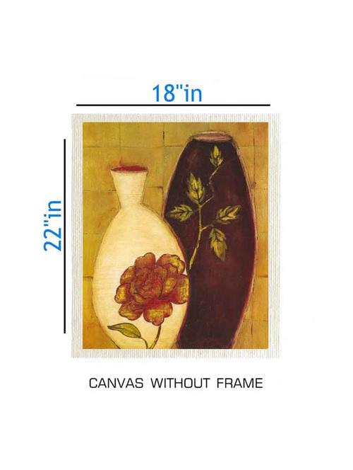 canvas flower pot painting without frame + silver plated rs.1000 replica note - 10376743 - Very Small Image - 1