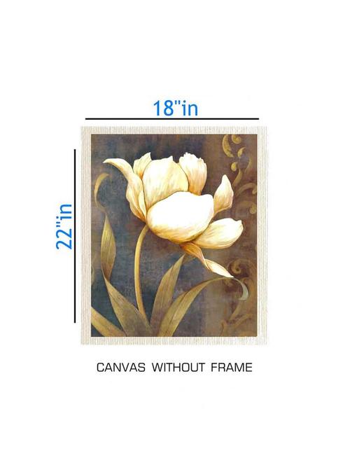 canvas floral painting without frame + silver plated rs.1000 replica note - 10376745 - Very Small Image - 1