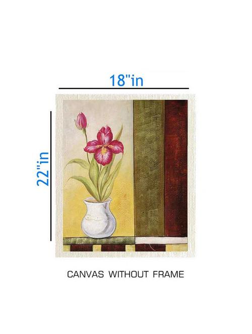 canvas floral painting without frame + silver plated rs.1000 replica note - 10376748 - Very Small Image - 1