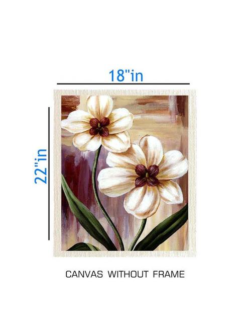 canvas floral painting without frame + silver plated rs.1000 replica note - 10376750 - Very Small Image - 1