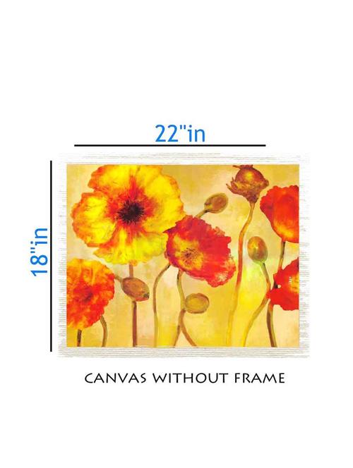 canvas floral painting without frame + silver plated rs.1000 replica note - 10376751 - Very Small Image - 1