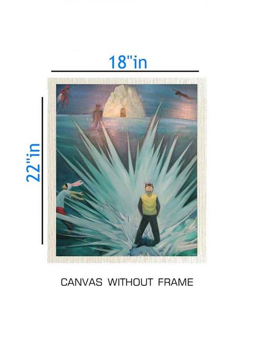 canvas abstract painting without frame + silver plated rs.1000 replica note - 10376754 - Very Small Image - 1
