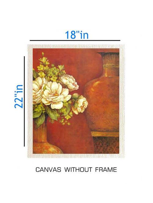 canvas floral painting without frame + silver plated rs.1000 replica note - 10376756 - Very Small Image - 1
