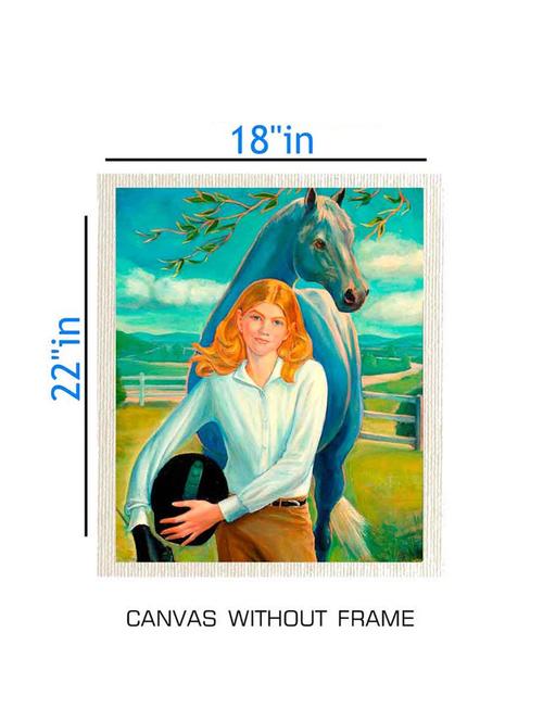 canvas horse painting without frame + silver plated rs.1000 replica note - 10376758 - Very Small Image - 1