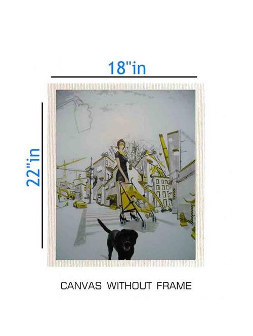 canvas abstract painting without frame + silver plated rs.1000 replica note - 10376760 - Very Small Image - 1