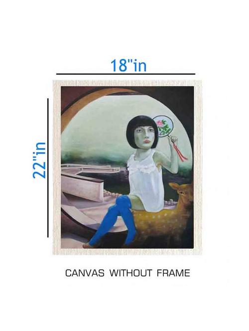 canvas abstract painting without frame + silver plated rs.1000 replica note - 10376762 - Very Small Image - 1