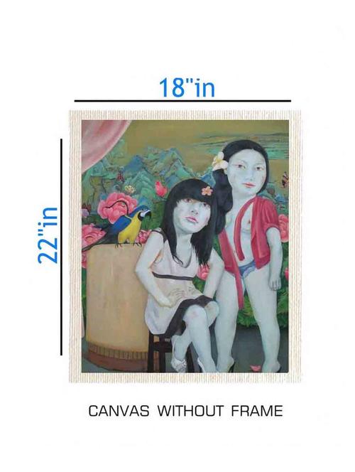 canvas abstract painting without frame + silver plated rs.1000 replica note - 10376763 - Very Small Image - 1