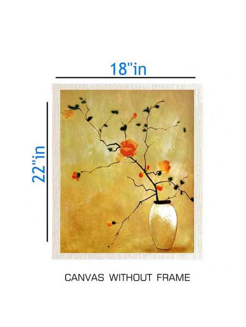 canvas flower pot painting without frame + silver plated rs.1000 replica note - 10376765 - Very Small Image - 1