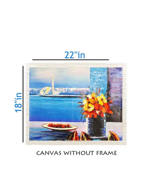 canvas floral painting without frame + silver plated rs.1000 replica note - 10376773 - Very Small Image - 1