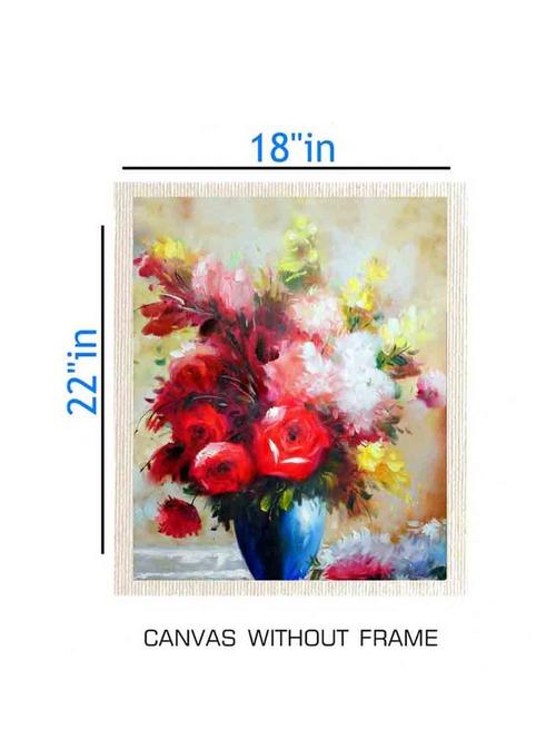 canvas floral painting without frame + silver plated rs.1000 replica note - 10376775 - Very Small Image - 1