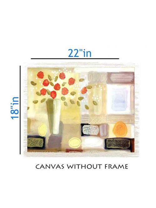 canvas flower pot painting without frame + silver plated rs.1000 replica note - 10376782 - Very Small Image - 1