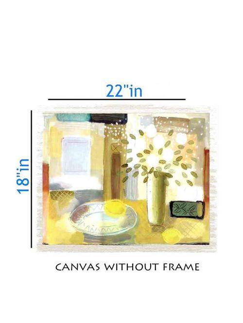 canvas flower pot painting without frame + silver plated rs.1000 replica note - 10376783 - Very Small Image - 1