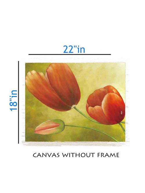 canvas flower painting without frame + silver plated rs.1000 replica note - 10376785 - Very Small Image - 1