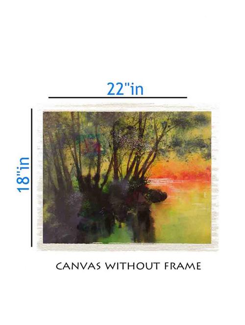 canvas nature painting without frame + silver plated rs.1000 replica note - 10376787 - Very Small Image - 1