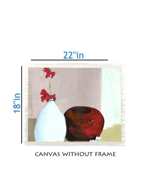 canvas flower pot painting without frame + silver plated rs.1000 replica note - 10376789 - Very Small Image - 1