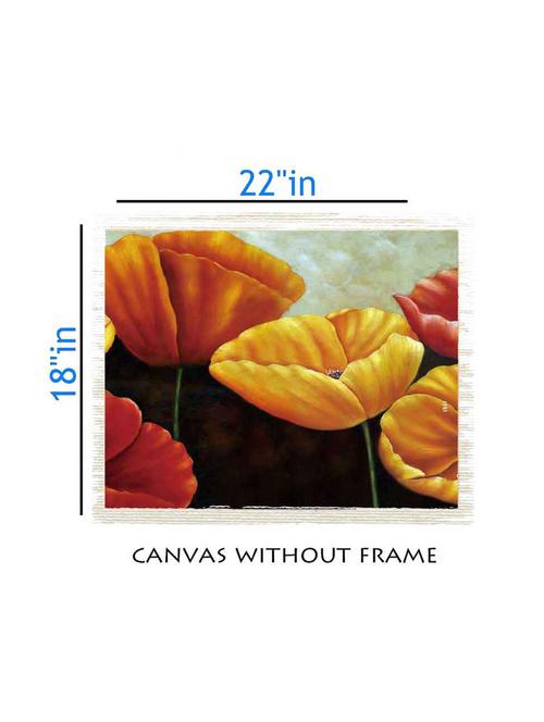 canvas floral painting without frame + silver plated rs.1000 replica note - 10376798 - Very Small Image - 1