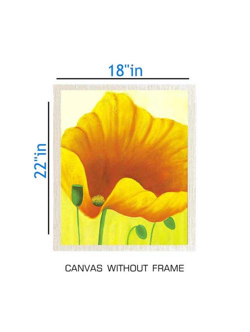 canvas yellow flower painting without frame + silver plated rs.1000 replica note - 10376801 - Very Small Image - 1