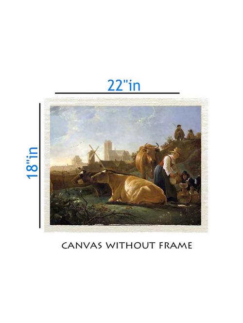 canvas nature painting without frame + silver plated rs.1000 replica note - 10376810 - Very Small Image - 1