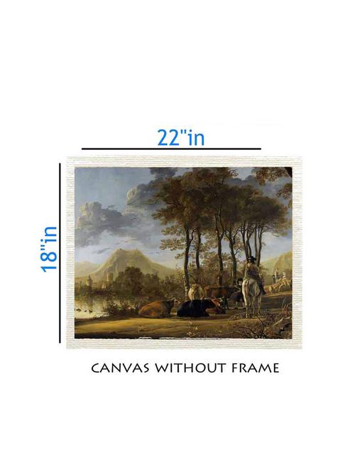 canvas nature painting without frame + silver plated rs.1000 replica note - 10376811 - Very Small Image - 1