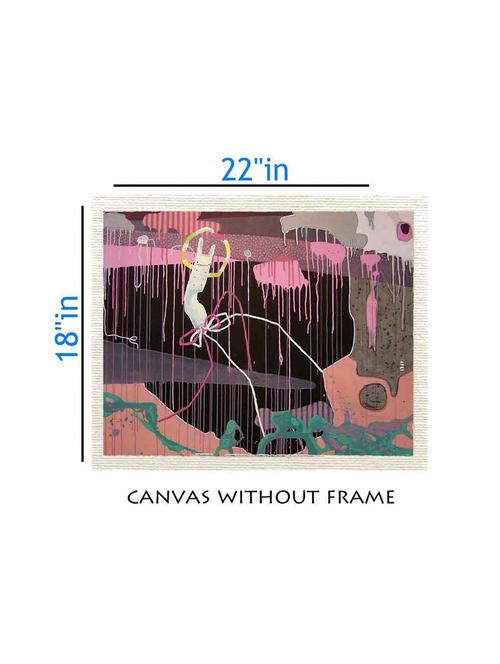 canvas abstract painting without frame + silver plated rs.1000 replica note - 10376864 - Very Small Image - 1