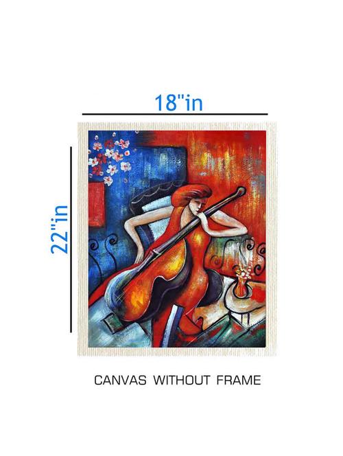 canvas lady painting without frame + silver plated rs.1000 replica note - 10376870 - Very Small Image - 1