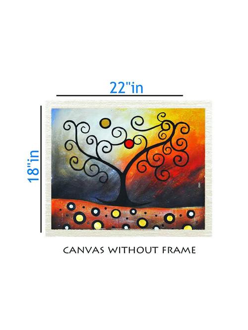 canvas tree painting without frame + silver plated rs.1000 replica note - 10376894 - Very Small Image - 1