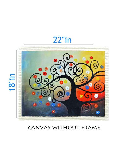 canvas tree painting without frame + silver plated rs.1000 replica note - 10376895 - Very Small Image - 1