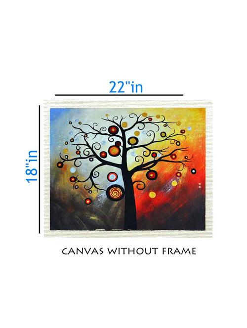 canvas tree painting without frame + silver plated rs.1000 replica note - 10376896 - Very Small Image - 1
