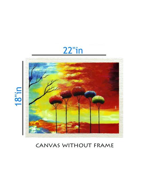 canvas tree painting without frame + silver plated rs.1000 replica note - 10376897 - Very Small Image - 1