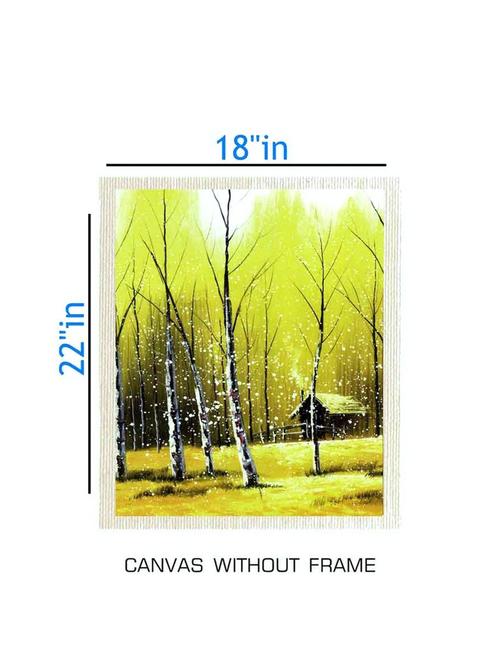 canvas tree painting without frame + silver plated rs.1000 replica note - 10376899 - Very Small Image - 1