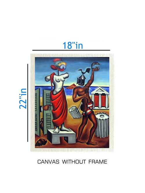 canvas abstract painting without frame + silver plated rs.1000 replica note - 10376900 - Very Small Image - 1