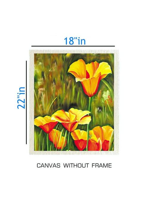 canvas yellow flower painting without frame + silver plated rs.1000 replica note - 10376901 - Very Small Image - 1