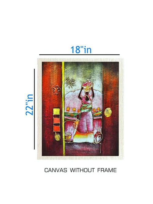 canvas abstract painting without frame + silver plated rs.1000 replica note - 10376903 - Very Small Image - 1